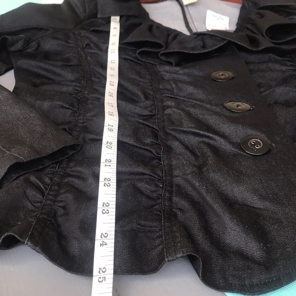 Bamboo Traders Vintage Black Jacket Blazer With Ruching & Ruffle Detail - Picture 6 of 6